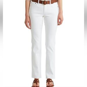 NWT Lauren Ralph Lauren Straight Denim Jeans Ankle White 14